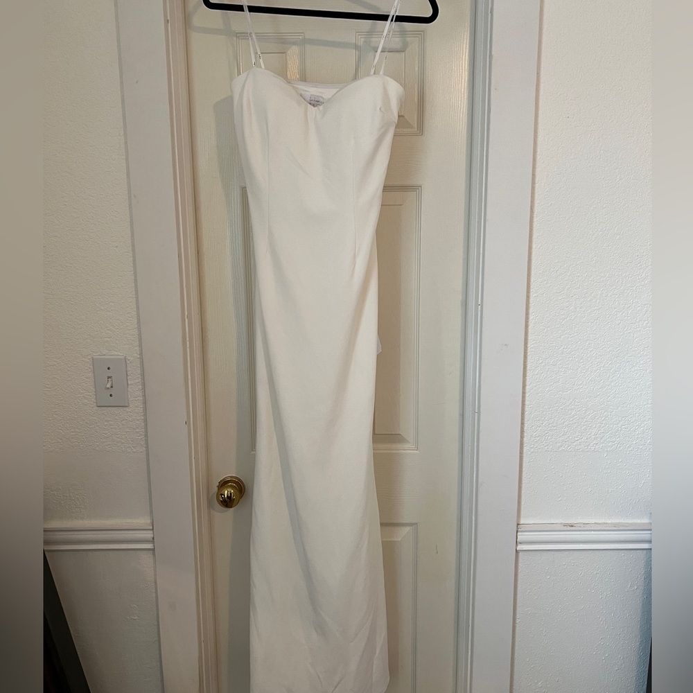 Lulu’s, white strapless dress